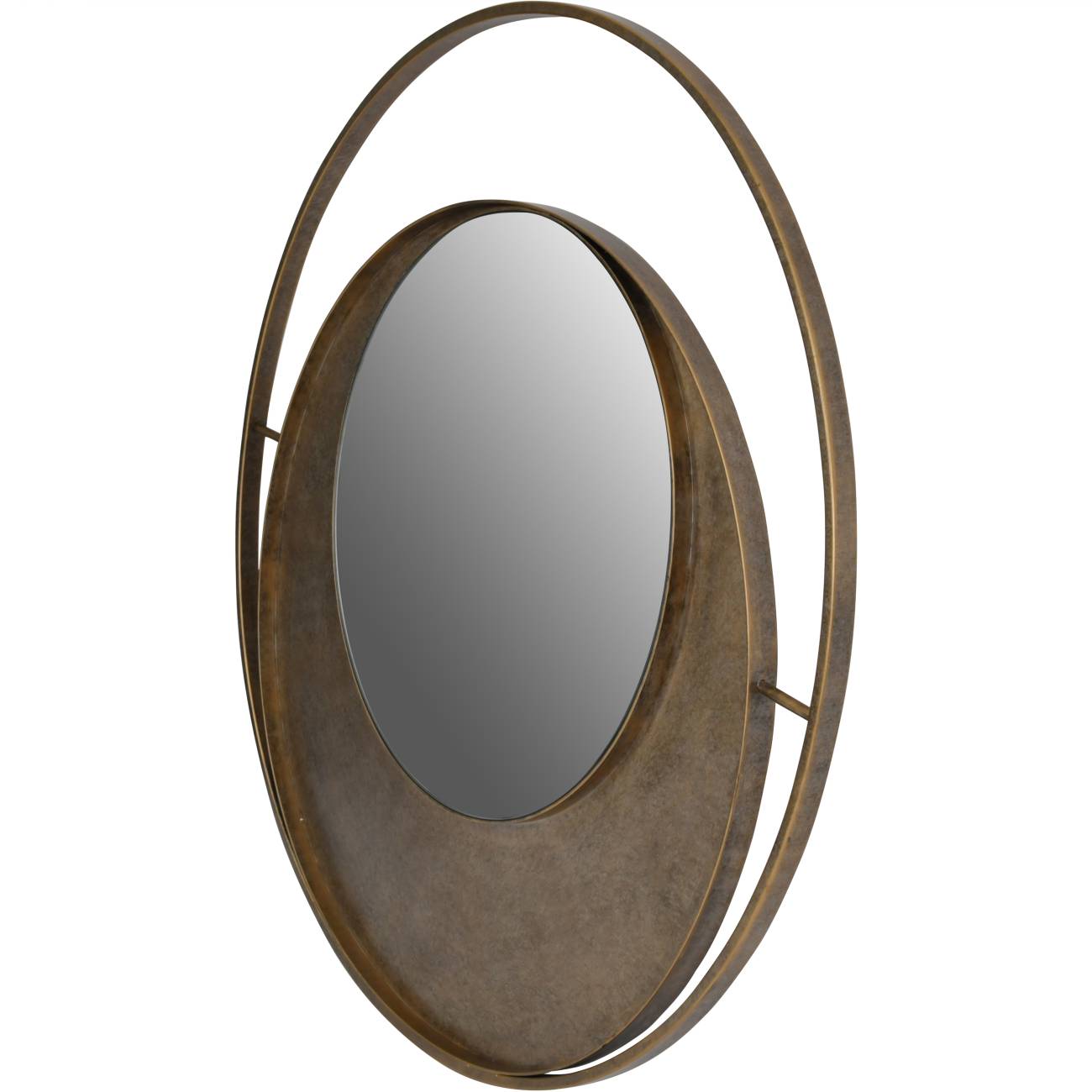 Concentric Aged Gold Circles Iron Wall Mirror